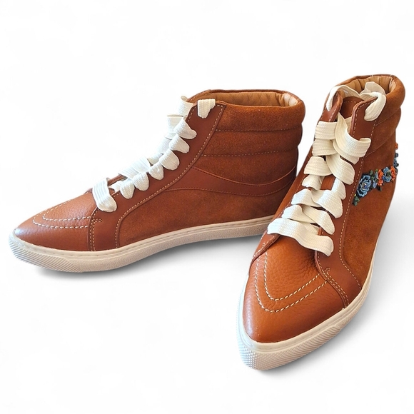 Coach Suede High Top Sneakers with Sequin Floral Embellishment - Picture 15 of 15